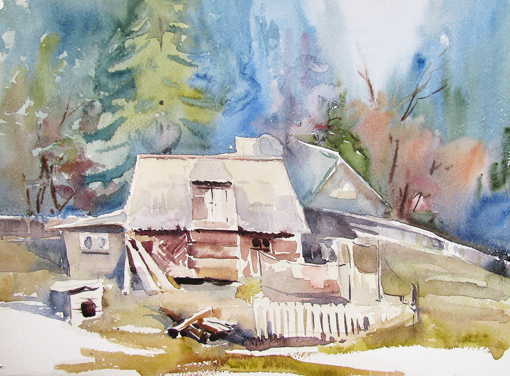 «Скрізь життя спокійне і просте...». 2014. Папір, акварель